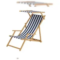 Erst-Holz Gartenstuhl blau-weiß Sonnenliege Strandstuhl Sonnendach Kissen Deckchair Buche 10-317 N S KH