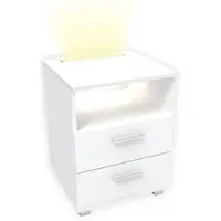 Kalb Material für Möbel kalb Mila - Nachtkonsole Nachttisch mit integriertem LED Licht, dimmbar Farbe: Weiß