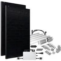 Offgridtec Solar-Direct 900W HMS-800W-2T Balkonkraftwerk Bifazial Full Black Schukosteckdose - 10m - Montageset Ziegeldach