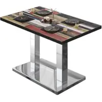 GGM Möbel BM | Bistrotisch | B:T:H 130 x 80 x 75 cm | Vintage Bunt / Edelstahl | Rechteckig | Schwarzer Rand