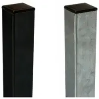 Meingartenversand.de Stahl Zaunpfosten - Schwarz / Silber - 4,5 x 4,5 x 186 cm - aus Stahl