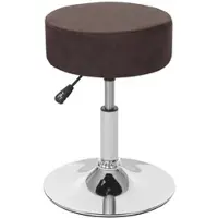 Proregal Hocker höhenverstellbar und drehbar | Sitzhöhe 43-55cm | Durchmesser 35cm | Wildlederimitat | vintage Dunkelbraun | Sitzhocker Schminkhocker