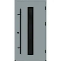 Haustuerenland.de Aluminium Haustür "AURORA" 82 mm RC2 BLACKLINE Silbergrau RAL 7001 beidseitig außen öffnend DIN rechts