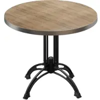 GGM Möbel BMLG | Bistro Tisch | Ø 80 x 75 cm | Rund | Edelstahl Rand | Eiche / Schwarz