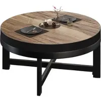 GGM Möbel BO | Bistro Lounge Tisch | Ø70xH34cm | 50mm | Schwarzer Rand | Sheesham/ Schwarz