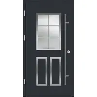 Haustuerenland.de Aluminium Landhaustür "MARLIES" 82 mm RC2 Sprossenfelder Anthrazit RAL 7016 beidseitig außen öffnend DIN links