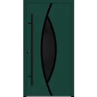 Haustuerenland.de Aluminium Haustür "ARIANA" 82 mm RC2 BLACKLINE Moosgrün RAL 6005 beidseitig innen öffnend DIN links
