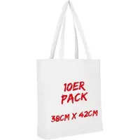 TEXXILLA Baumwolltasche Mehrpack mit zwei langen Henkeln, Boden- und Seitenfalte, Weiß, weiß