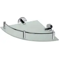 BRILLANTBAD BOMEGA Glasablage Eckmodell Messing Chrom poliert Milchglas 255x65x255 mm für Bad & Küche >> zum Bohren