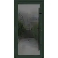 Haustuerenland.de PREMIUM Aluminium-Glas Haustür "FELINA" 90 mm BLACKLINE flächenbündig Tannengrün matt RAL 6009 beidseitig außen öffnend DIN links