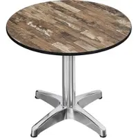 GGM Möbel CPBL | HPL Bistro Tisch | Ø:H 70 x 78 cm | Vintage Old / Aluminium | Klappbar + Zusatzgewicht | Rund