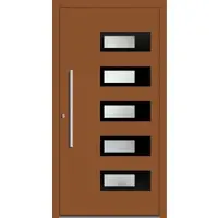 Haustuerenland.de Aluminium Haustür "CLARISSA" 60 mm RC2 flügelüberdeckend Lehmbraun RAL 8003 beidseitig innen öffnend DIN links