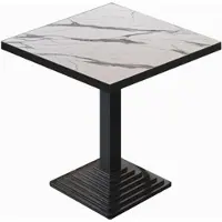 GGM Möbel BPY | Bistro Tisch | 80 x 80 x 78,5 cm | Quadratisch | Schwarzer Rand | Weiß Marmor / Schwarz