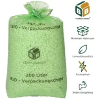 BB-Verpackungen 2 x Helle Bio-Verpackungschips 300 Liter "BIG" Füllmaterial Versandchips Verpackungsmaterial Versandmaterial Polsterchips Polster