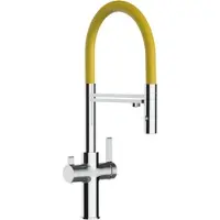 VIZIO 3 Wege Wasserhahn Küchenarmatur FC mit 360° Schwenkbarem Auslauf Abnehmbare 2 Strahl Handbrause Verchromt Gelb