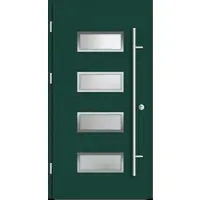 Haustuerenland.de Aluminium Haustür "NADINE" 82 mm RC2 Moosgrün RAL 6005 beidseitig außen öffnend DIN links