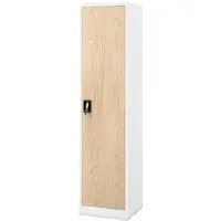 DELUKE Aktenschrank abschließbar KADO - 5 Ebenen, Flügeltüren | Metallschrank Werkstatt Büroschrank aus Stahl Werkzeugschrank, 185x45x40cm Weiß-Sonoma Eiche