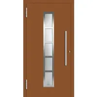 Haustuerenland.de Aluminium Haustür RC2 "LOTTE" 78 mm Lehmbraun RAL 8003 beidseitig außen öffnend DIN links