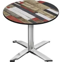 GGM Möbel CPTG | Bistro Tisch | Ø:H 70 x 76 cm | Vintage Bunt / Aluminium | Zusatzgewicht
