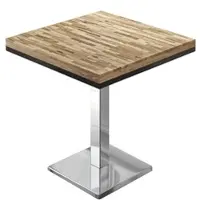 GGM Möbel MM | Bistro Massiv Tisch | Quadratisch | 70 x 70 x 77 cm | Eiche / Edelstahl