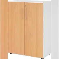 Bümö Aktenschrank abschließbar, Büroschrank Holz 80cm breit in Weiß/Buche - abschließbarer Schrank mit Aktenregal für's Büro & Arbeitszimmer, Büro