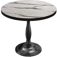 GGM Möbel BD | Bistro Tisch | Ø 70 x 75,5 cm | Rund | Schwarzer Rand | Weiß Marmor / Schwarz
