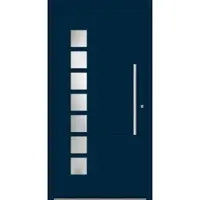 Haustuerenland.de Aluminium Haustür "JOYCE" 60 mm RC2 flügelüberdeckend Stahlblau RAL 5011 beidseitig innen öffnend DIN rechts