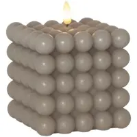 MARELIDA LED Kerze Bubble Würfel Cube Kerze Echtwachs 3D Flamme H: 12,5cm Timer grau