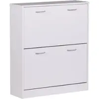 KADIMA DESIGN Schuhkipper Holz mit 2 Klappen und Ablage, Weiß 75x24x87 cm