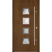 Haustuerenland.de Aluminium Haustür "ANTOINETTE" 92 mm Golden Oak holzähnlich beidseitig innen öffnend DIN rechts
