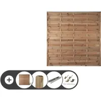 Meingartenversand.de Sichtschutzzaun Komplettset – blickdichter Holzzaun - druckimprägniert Kiefer/Fichte - Zaunpaket inkl. Pfosten, Pfostenträger & Zubehör