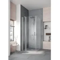 Kermi Duschtür Pendeltür 1-flügelig mit Festfeld links für Ecke „PEGA“ Glas Klar, Profile Silber Hochglanz, BV: 1165 - 1190 mm GAK: 1150 - 1175 mm WE: 1175 - 1200 mm H: 1850 mm