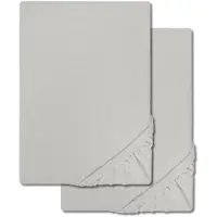 CloudComfort Doppelpack Basic Spannbettlaken Jersey-Stretch silber grau 180 x 190 - 200 x 200 cm (2 Stück)