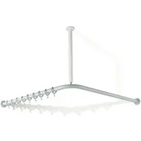 Hewi Vorhangstange der Serie 801, Polyamid, Achsmaß 1483 x 1483 mm, kürzbar, Deckenabhängung erforderlich, D: 33 mm, mit 28 Vorhangringen, in Farbe 99 (Reinweiß)