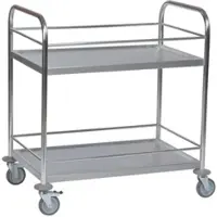 ROLLCART Edelstahl-Tischwagen 2 Etagen, mit Berandung, 825 x 500 mm