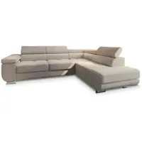 Masseno Ecksofa APIRO R-S mit Schlaffunktion L-Form, Sofa mit Bettkasten, Wohnzimmersofa, Couch, Soffa, Bettsofa, Couchgarnitur- Beige, POSO 02