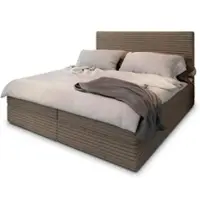 Masseno Boxspringbett PISA 140x200 cm Komplett-Set mit Bonell Matratze und Topper, Polsterbett mit Bettkästen -Beige, TILIA 17