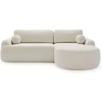 GRAINGOLD Ecksofa L-Form Aurio Rechts - Ecksofa mit Schlaffunktion, Bettkasten - Moderne Ecksofa, Wohnzimmer Sofa - Eckcouch weiß (Lambi 07)