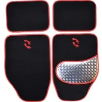 FREI KFZ 38963 - KFZ - Fußmatte, Alu-Look-Pad, rot, 4-teilig