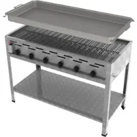 ChattenGlut Professional Gastrobräter 6-flammig Standgerät 22,0kW und Rost und Pfanne