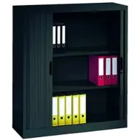 C+P Akten-Sideboard Omnispace mit Rollladen, 3 Ordnerhöhen, H1345xB1200xT420mm Schwarzgrau