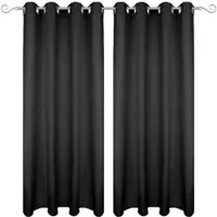 Bestgoodies Dekoschal Ellen Ösen Blickdicht 2er Pack - 140x245 cm Schwarz