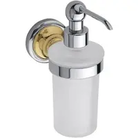 BRILLANTBAD BETRO GOLD Glasseifenspender Messing Gold Chrom 80x190x120 mm, 230 ml für Bad & Küche >> zum Bohren