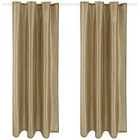 Arsvita 2er Pack Gardine Blickdicht Alessia mit Universalband 140 cm x 145 cm Taupe Dunkel
