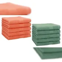 Betz 10 Stück Gästehandtücher PREMIUM 100% Baumwolle Gästetuch Set 30x50 cm blutorange und tannengrün