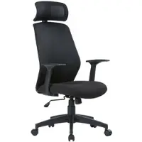 Dmora Bürostuhl Dapril, Präsidentensessel mit Armlehnen und Kopfstütze, Ergonomischer Bürostuhl, 63x62h117/126 cm, Schwarz