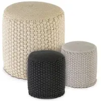 Amago home Hocker Sitzhocker Merino Pouf indoor outdoor ø40 H45cm Sitzpouf nachfüllbar : beige - weiß