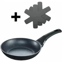 Berndes Balance Induction Enduro Bratpfanne Set mit 2x Silikon Pfannenschutz, Pfanne, Antihaftversiegelung, Aluminium, Schwarz, Ø 20 cm