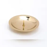 Kerzenteller mit Dorn, Dekoteller Messing poliert gold für Kerzen Ø 8 cm