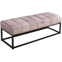 KADIMA DESIGN Sitzbank Samt Rosa 108x40x40 cm Flur Polsterbank mit Metallgestell, Design Bettbank Schlafzimmer Gesteppt, Flurbank Garderobenbank